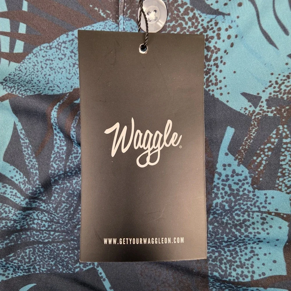 Waggle‎ Golf Polo Shirt Mens 2XL Blue Palms Performance Stretch NEW - Picture 5 of 11